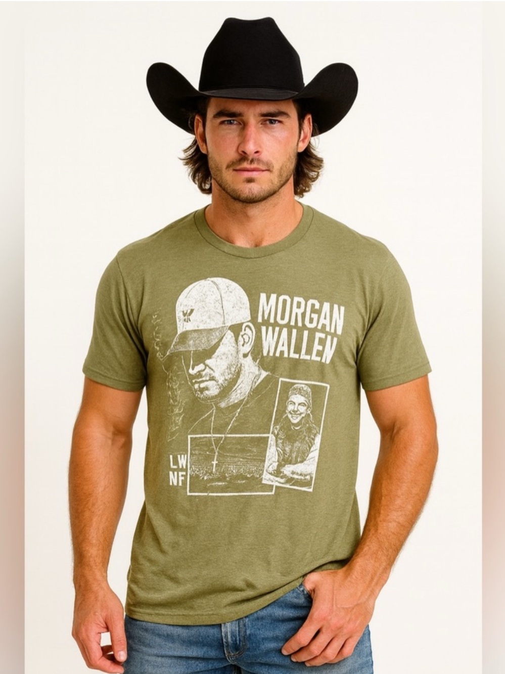 Morgan Wallen Olive Graphic Short Sleeve Tee by